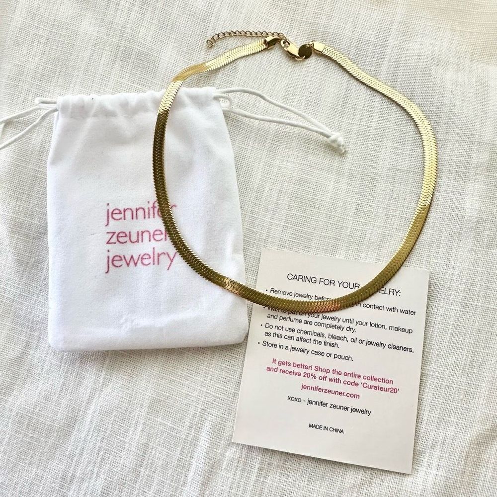 Jennifer Zeuner Gold Snake Chain Herringbone Necklace New With Tags